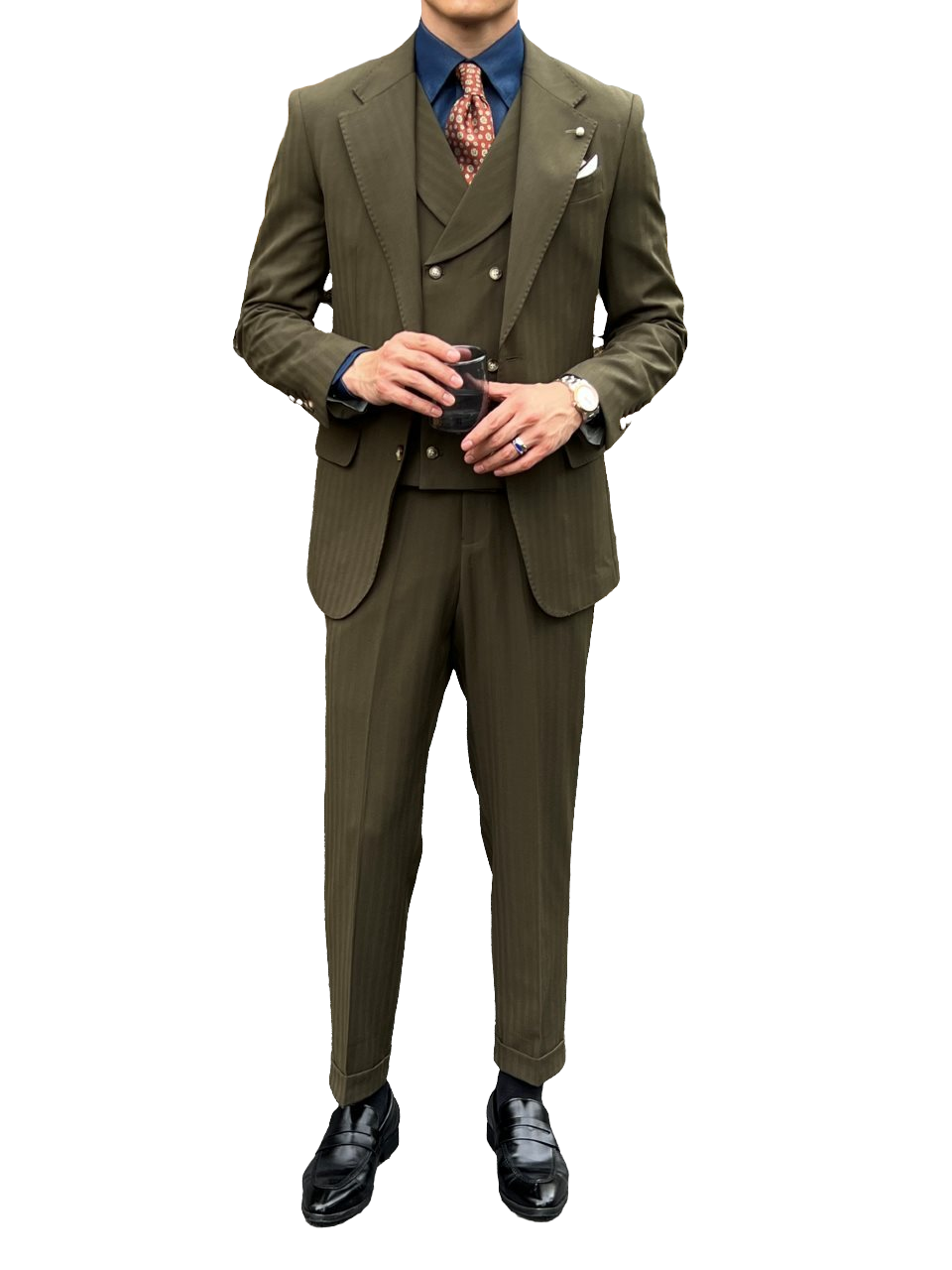 A8004 軍綠色西裝(Half Canvas)
